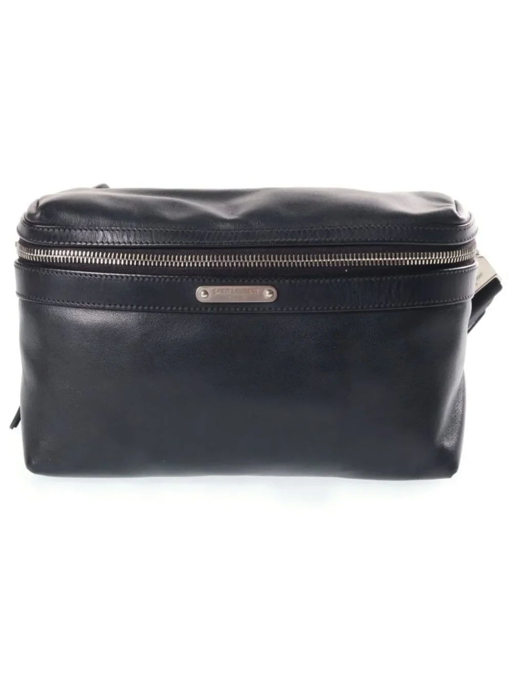 Saint Laurent Paris Messenger Bag Black Leather Silver